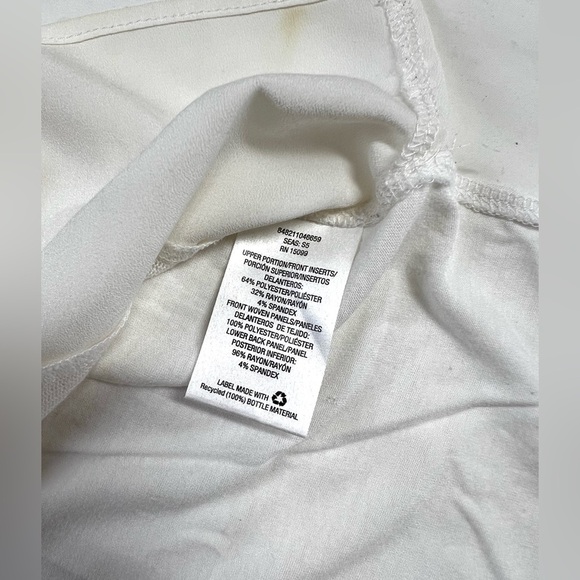 🛍️METAPHOR White sheer stripe short sleeve top size M - Picture 10 of 13